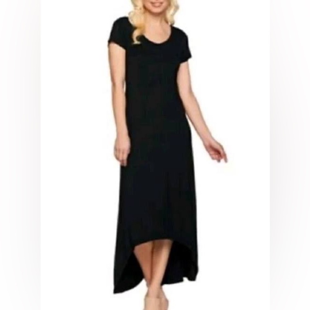 H by Halston Black Hi Low Maxi Dress